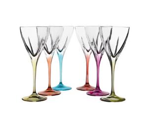 Verres à Vin Cristal Jambe couleur coffret de 6 