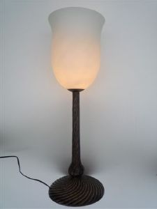 Lampe Art nouveau cloche blanche torsadé