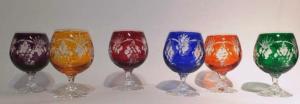 Verre à cognac grappe dépareillé 6 couleurs cristal de bohème