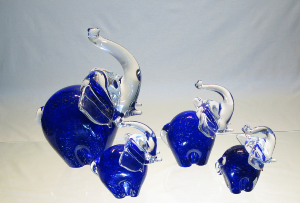 Eléphant collection Murano Bleu or ( 4 tailles ) 