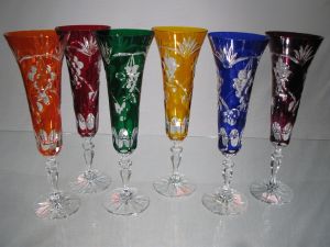 Flute à Champagne couleur Grappe raisin Cristal dépareillée