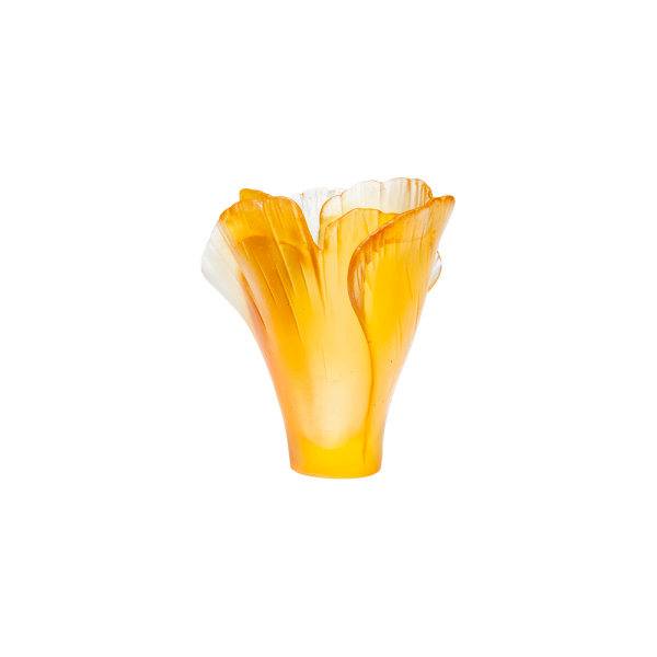 Mini Vase Ginkgo Daum ambre  