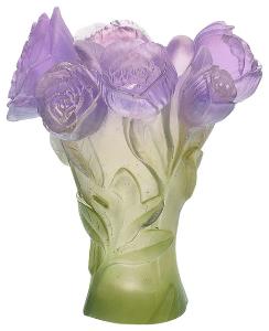 Vase Daum Pivoine vert-dense mauve