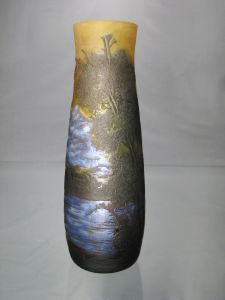 Vase soliflore Tip Gallé décor Lorraine Bleu