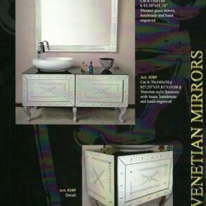 Commode basse de salle de bain - Style Vénitien - Avec Miroir Vénitien Mural Carré - Voltolina Murano