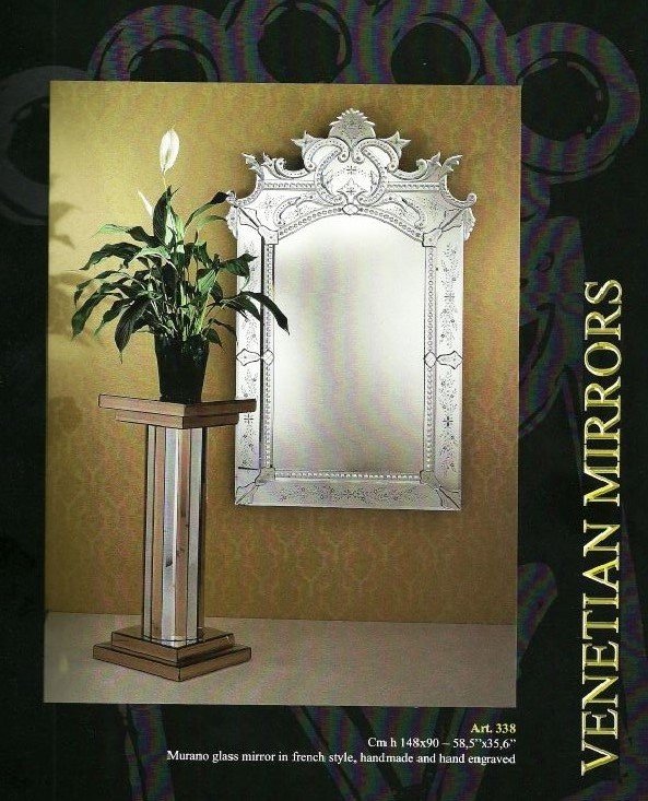 Miroir Vénitien Rectangulaire Grand Format - Style Français - Voltolina Murano