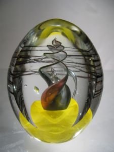 Sulfure/Presse-papier - Oeuf - Façade coupée - Jaune