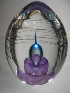 Sulfure/Presse-papier - Oeuf - Façade coupée - Violet