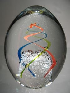 Sulfure/Presse-papier - Oeuf - Spirale Multicolore