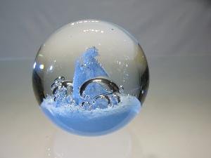 Sulfure/Presse-papier - Rond - Nuage bleuté