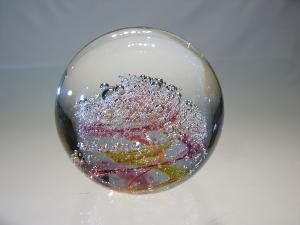 Sulfure/Presse-papier - Rond - Spirale Ambre & Fuchsia