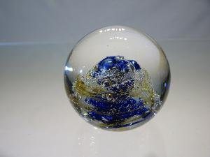 Sulfure/Presse-papier - Rond - Spirale Bleue Ambre