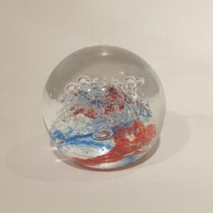 Sulfure/Presse-papier - Rond - Spirale Rouge & Bleue