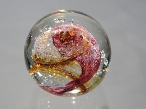 Sulfure/Presse-papier - Rond - Tornade Rouge rubis & Marron ambre