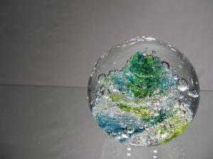 Sulfure/Presse-papier - Rond - Tornade Turquoise & Verte