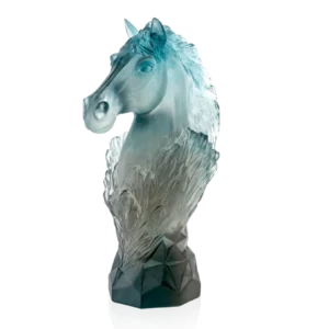 Cavalier d'échecs Daum de la collection Cavalcade. Couleur Bleue & Grise