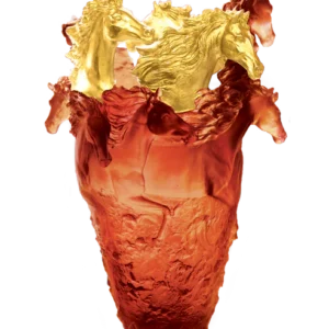 Vase Cavalcade Daum - Ambre Finition Or - Modèle Magnum