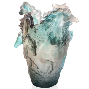 Vase Cavalcade Daum - Bleu & Gris - Grand Modèle