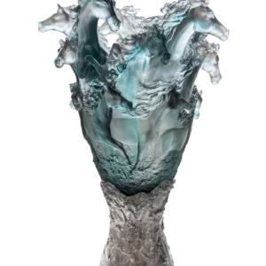 Vase Cavalcade Daum - Bleu & Gris - Modèle Prestige