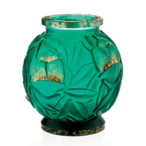 Vase Empreinte Daum - Vert Émeraude Finition Or - Grand Modèle