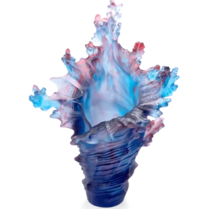 Vase Mer de Corail Daum - Bleu & Rouge - Grand Modèle
