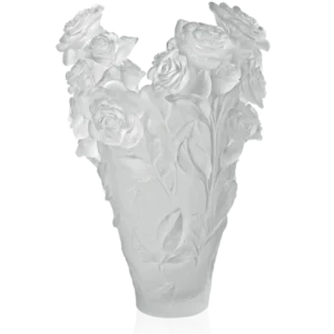 Vase Rose Passion Daum - Blanc - Modèle Magnum