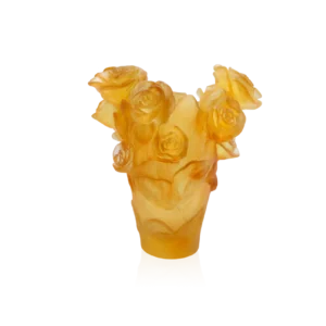 Vase Rose Passion Daum - Jaune - Petit Modèle