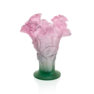Vase Roses Daum - Vert & Rose - Moyen Modèle