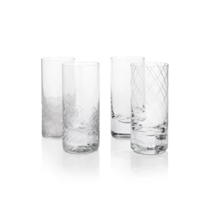 Coffret de 4 verres à eau 330ml en authentique cristal de bohême taillé. Collection Whisky Set de Moser, la plus prestigieuse & réputée cristallerie de Bohême.