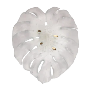 Applique en pâte de verre de la prestigieuse cristallerie Daum, collection Monstera réalisée en collaboration avec l'artiste Emilio Robba. Couleur blanche, grand modèle.