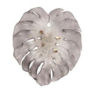 Applique en pâte de verre de la prestigieuse cristallerie Daum, collection Monstera réalisée en collaboration avec l'artiste Emilio Robba. Couleur grise, grand modèle.