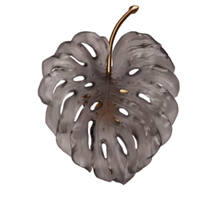 Applique en pâte de verre de la prestigieuse cristallerie Daum, collection Monstera réalisée en collaboration avec l'artiste Emilio Robba. Couleur grise, petit modèle.