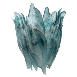 Applique en pâte de verre de la prestigieuse cristallerie Daum, collection Végétale. Couleur bleu gris.