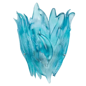 Applique en pâte de verre de la prestigieuse cristallerie Daum, collection Végétale. Couleur turquoise.