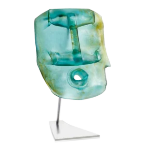 Sculpture "Blue Oil Head" en pâte de verre de la prestigieuse cristallerie Daum, réalisée en collaboration avec l'artiste Romuald Hazoumé.