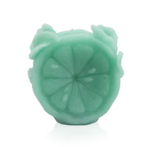 Bougie en pâte de verre de la prestigieuse cristallerie Daum, collection Citrus. Couleur verte.