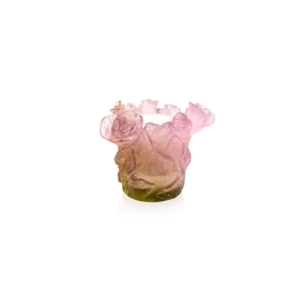 Bougie en pâte de verre de la prestigieuse cristallerie Daum, collection Roses. Petit modèle.