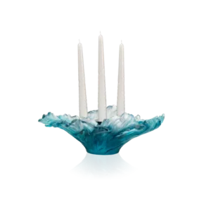 Candélabre en pâte de verre de la prestigieuse cristallerie Daum, collection Maya. Moyen modèle.