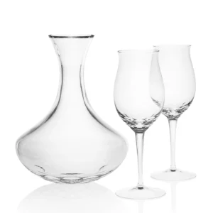 Ensemble en authentique cristal de bohême taillé main, composé d'une carafe à décanter à vin et ses 2 verres à vin rouge. Collection Bouquet de Moser, la plus prestigieuse & réputée cristallerie de Bohême.