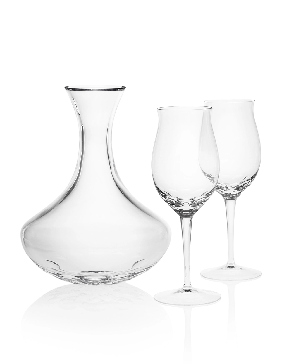Ensemble en authentique cristal de bohême taillé main, composé d'une carafe à décanter à vin et ses 2 verres à vin rouge. Collection Bouquet de Moser, la plus prestigieuse & réputée cristallerie de Bohême.