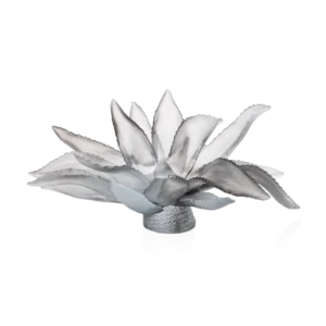 Centre de Table Agave en pâte de verre de la prestigieuse cristallerie Daum, collection Jardin de Cactus réalisée en collaboration avec l'artiste Emilio Robba. Couleur grise.