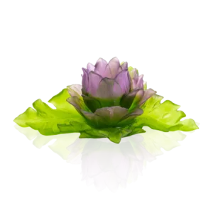 Centre de Table Duo en pâte de verre de la prestigieuse cristallerie Daum, collection Jardin de Lotus.