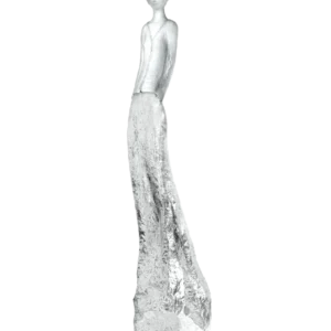 Sculpture "Charlotte" en pâte de verre de la prestigieuse cristallerie Daum, réalisée en collaboration avec l'artiste Jean-Philippe Richard. Couleur blanche & argent.