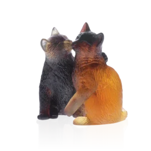 Sculpture de deux chatons en pâte de verre, de la prestigieuse cristallerie Daum.