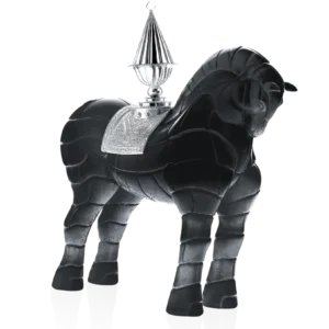 Sculpture en pâte de verre d'un cheval porteur de feu de la prestigieuse cristallerie Daum, réalisée en collaboration avec l'artiste Hilton McConnico.