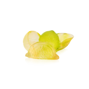 Composition décorative en pâte de verre de la prestigieuse cristallerie Daum, collection Citrus.