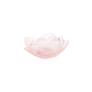 Coupe en pâte de verre de la prestigieuse cristallerie Daum, collection Camélia. Couleur rose, petit modèle.