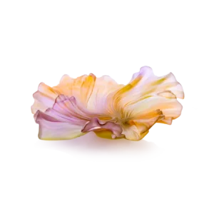 Coupe en pâte de verre de la prestigieuse cristallerie Daum, collection Croisière. Couleur rose & verte, moyen modèle.