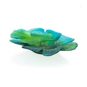 Coupe magnum en pâte de verre de la prestigieuse cristallerie Daum, collection Ginkgo. Couleur verte.