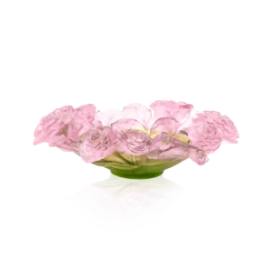 Coupe en pâte de verre de la prestigieuse cristallerie Daum, collection Roses.